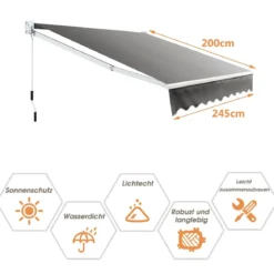 2,5 x 2 m Gelenkarmmarkise mit UV- & Wasserbeständigem Material & Kurbel