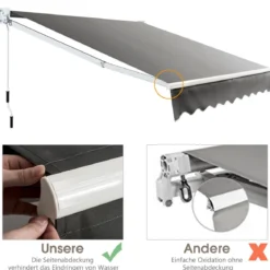2,5 x 2 m Gelenkarmmarkise mit UV- & Wasserbeständigem Material & Kurbel