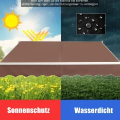 2,5 x 2 m Gelenkarmmarkise mit UV- & Wasserbeständigem Material & Kurbel