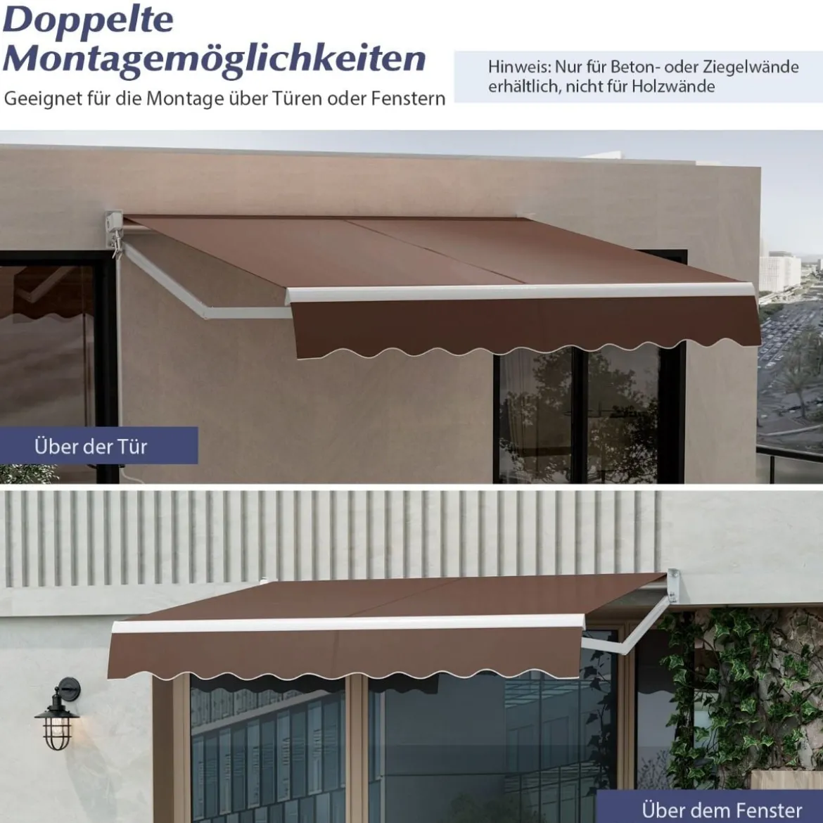 3 x 2,5 m Gelenkarmmarkise Sonnenmarkise Balkonmarkise Terrassenmarkise Klemmmarkise mit UV- und wasserbeständigem Material