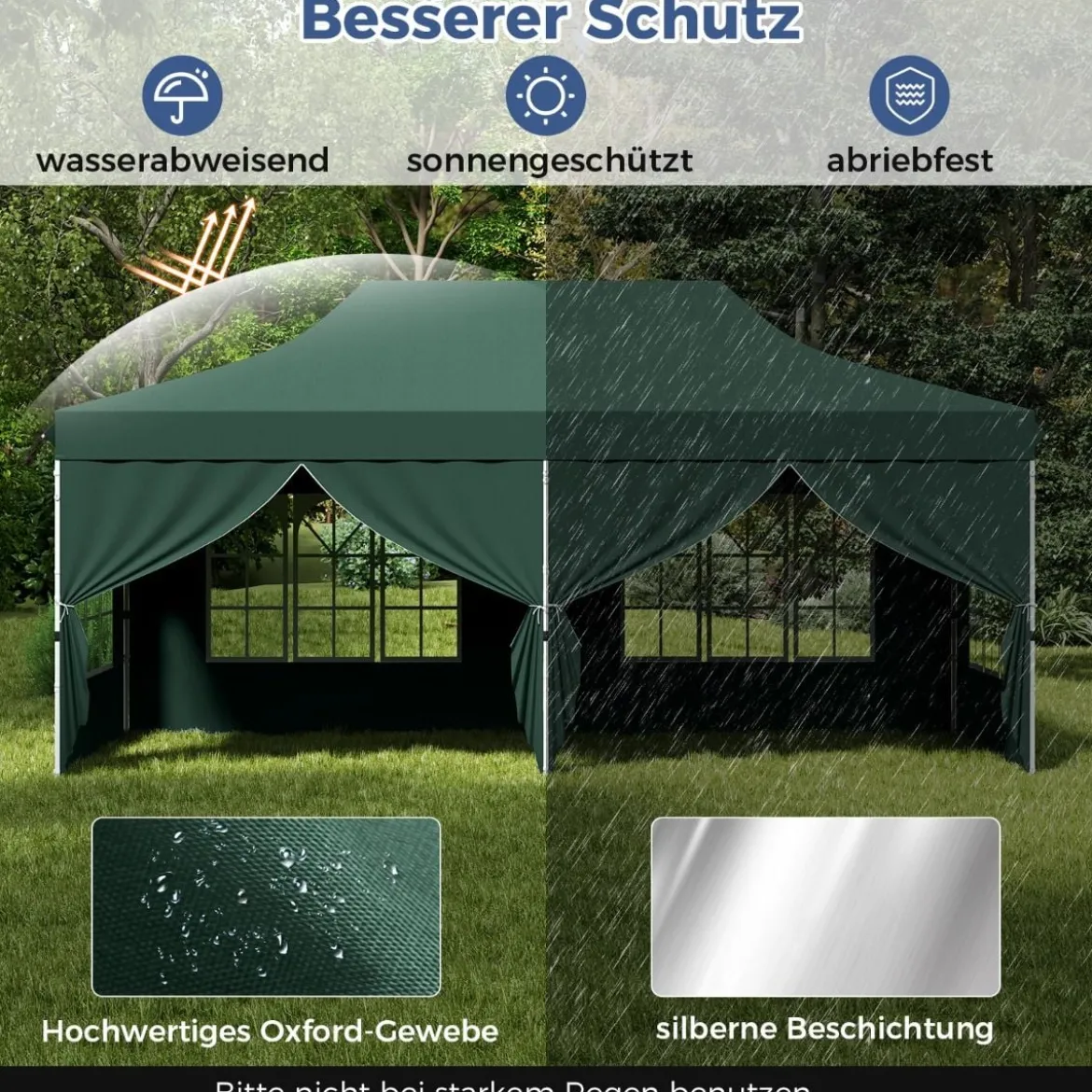 3 x 6 m Pavillon Faltpavillon mit 6 abnehmbaren Seitenwänden & Sandsäcke