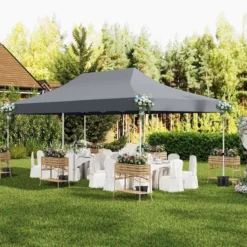 3 x 6m Pavillon Faltpavillon mit 6 Abnehmbaren Seitenwänden Höhenverstellbarer Partyzelt Grau