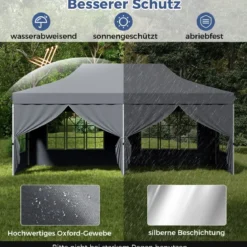 3 x 6m Pavillon Faltpavillon mit 6 Abnehmbaren Seitenwänden Höhenverstellbarer Partyzelt Grau