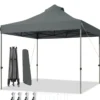 3 x 3 m Pavillon Faltpavillon wasserdicht stabil Winterfest Partyzelt mit Tragetasche auf Rollen Grau