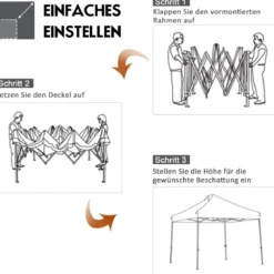 3 x 3 m Pavillon Faltpavillon wasserdicht stabil Winterfest Partyzelt mit Tragetasche auf Rollen Grau