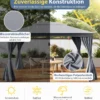 4 x 3 m Pavillon Gartenpavillon mit Netz & Vorhang & Doppeldach Pavillonzelt wasserdicht Sonnenschutz für Terrasse