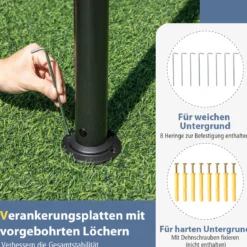 4 x 3 m Pavillon Gartenpavillon mit Netz & Vorhang & Doppeldach Pavillonzelt wasserdicht Sonnenschutz für Terrasse