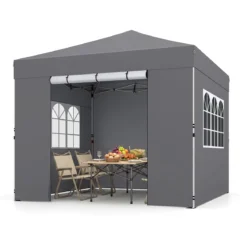 3 x 3m Pavillon Klappbar Wasserfester Gartenpavillon mit Abnehmbaren Seitenwänden Metallrahmen