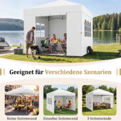 3 x 3m Pavillon Klappbar Wasserfester Gartenpavillon mit Abnehmbaren Seitenwänden Metallrahmen