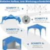 3 x 3 M Pavillon mit 4 abnehmbaren Seitenwänden Gartenzelt inkl. Rolltasche 8 Heringe 4 Anker Blau