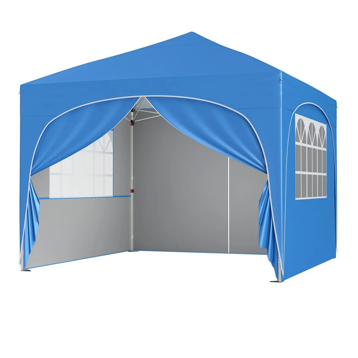 3 x 3 M Pavillon mit 4 abnehmbaren Seitenwänden Gartenzelt inkl. Rolltasche 8 Heringe 4 Anker Blau