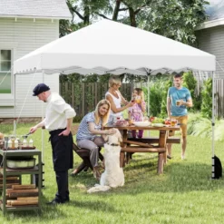 3 x 3 m Pavillon mit Rolltasche Wasserdichter Faltpavillon inkl. 4 Windseile Gartenzelt Weiß