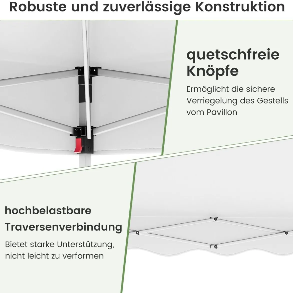 3 x 3 m Pavillon mit Rolltasche Wasserdichter Faltpavillon inkl. 4 Windseile Gartenzelt Weiß