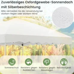 3 x 3 m Pavillon mit Rolltasche Wasserdichter Faltpavillon inkl. 4 Windseile Gartenzelt Weiß