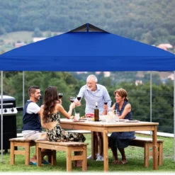 3 x 3 m Pavillon Wasserdichter Faltpavillon UV-Schutz 50+ Partyzelt Faltzelt Gartenpavillon Blau