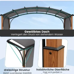 3,6 x 3 m Pergola mit Ausziehbarem Dach Wasserdichter Stabiler Winterfester Pavillon