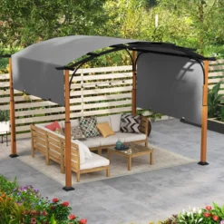 3,6 x 3 m Pergola mit Ausziehbarem Dach Wasserdichter Stabiler Winterfester Pavillon