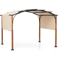 3,6 x 3 m Pergola mit Ausziehbarem Dach Wasserdichter Stabiler Winterfester Pavillon