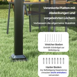 3,1 x 3,1 m Pergola mit Schiebedach Wasserdichter Pavillon Winterfester Gartenpavillon Beige
