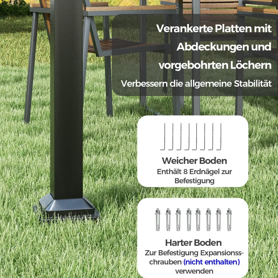3,1 x 3,1 m Pergola mit Schiebedach Wasserdichter Pavillon Winterfester Gartenpavillon Beige