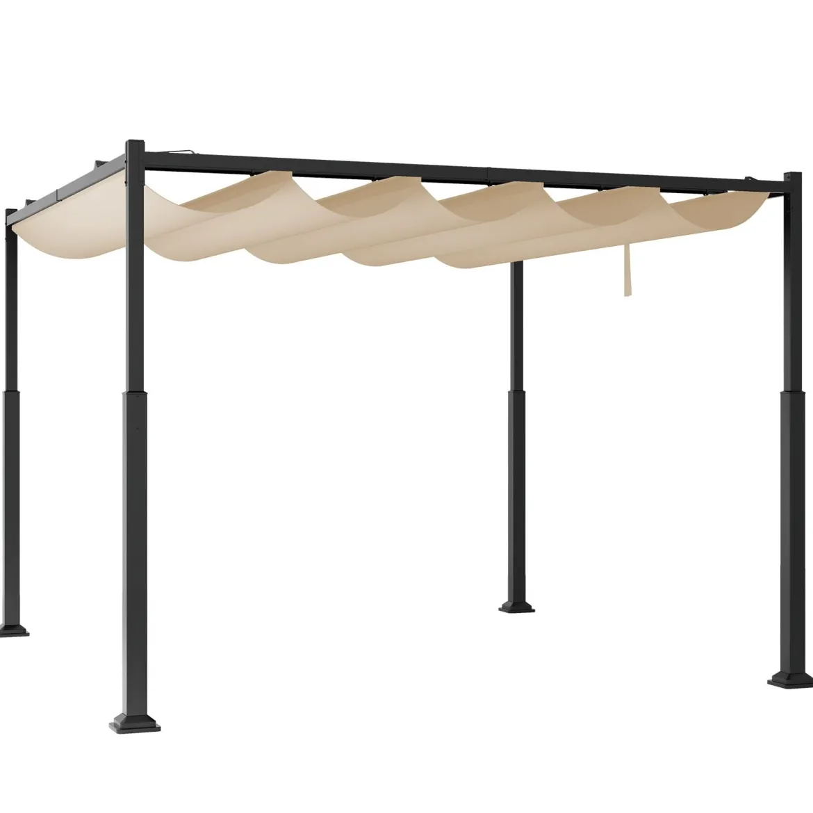 3,1 x 3,1 m Pergola mit Schiebedach Wasserdichter Pavillon Winterfester Gartenpavillon Beige