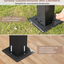 3,05x3,05m Pergola mit 2 Verstellbaren Dächern Wasserdichter Stabiler Winterfester Pavillon Beige