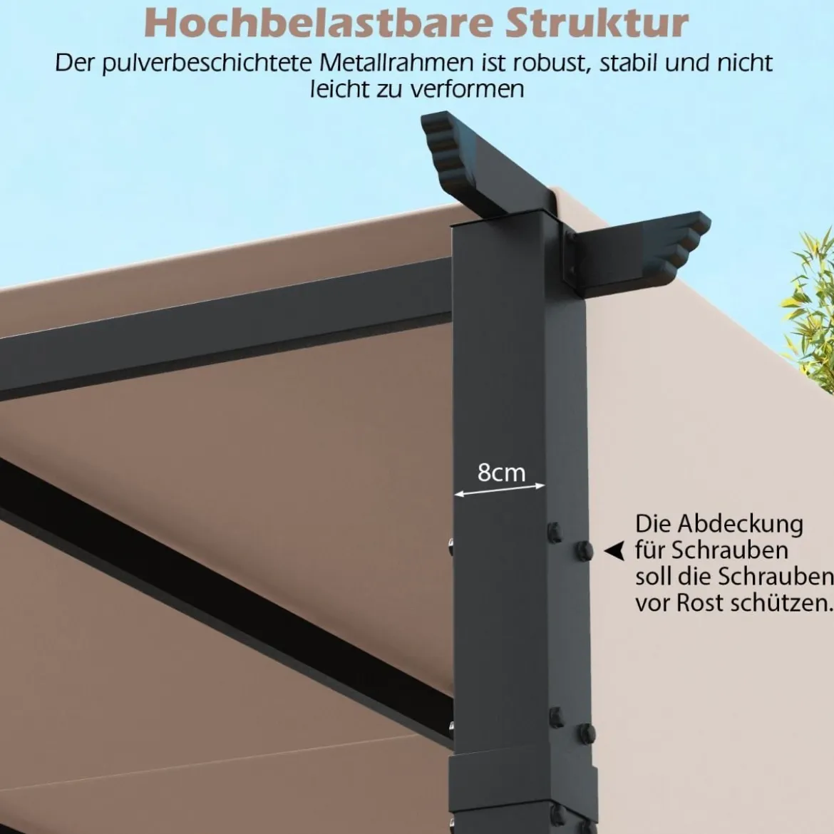 3,05x3,05m Pergola mit 2 Verstellbaren Dächern Wasserdichter Stabiler Winterfester Pavillon Beige
