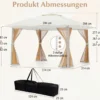 4 x 4 m Pop Up Faltpavillon mit 4 Moskitonetz & Doppeldach Gartenpavillon inkl. Tragetasche Beige