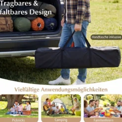 4 x 4 m Pop Up Faltpavillon mit 4 Moskitonetz & Doppeldach Gartenpavillon inkl. Tragetasche Beige