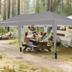 3 x 6 m Pop up Faltpavillon mit Tragetasche auf Rollen & UV Schutz 50+ Partyzelt Grau