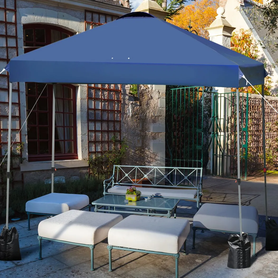 3 x 3m Pop-up Gartenpavillon Faltpavillon Pavillon Sonnenschutz Outdoor Sofortschutz Gartenpavillon Blau