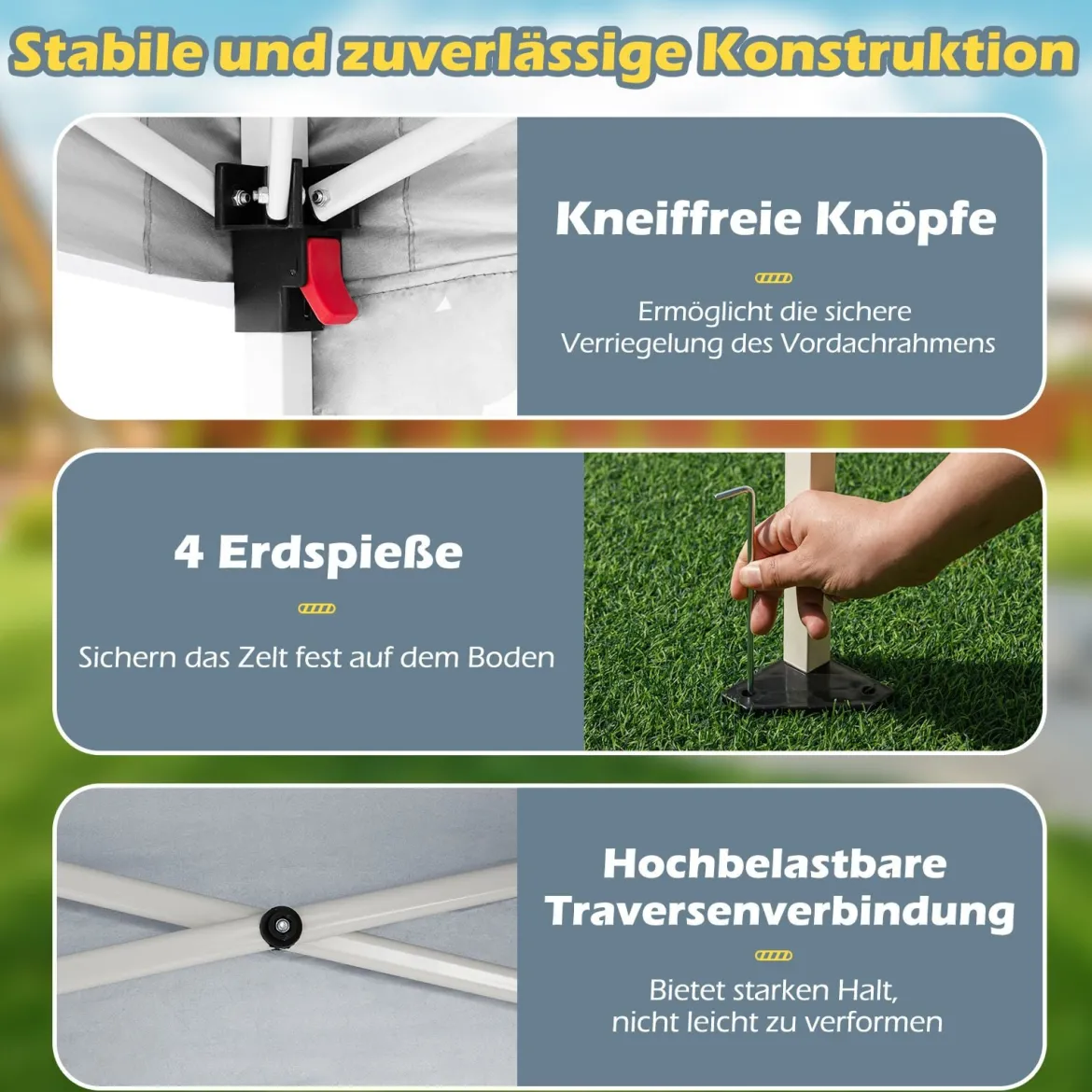 3 x 3 m Pop up Pavillon Faltpavillon Gartenzelt Wasserdicht & Sonnenschutz Gartenpavillon Partyzelt Weiß