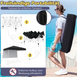 3 x 3 m Pop up Pavillon Faltpavillon Gartenzelt Wasserdicht & Sonnenschutz Gartenpavillon Schwarz