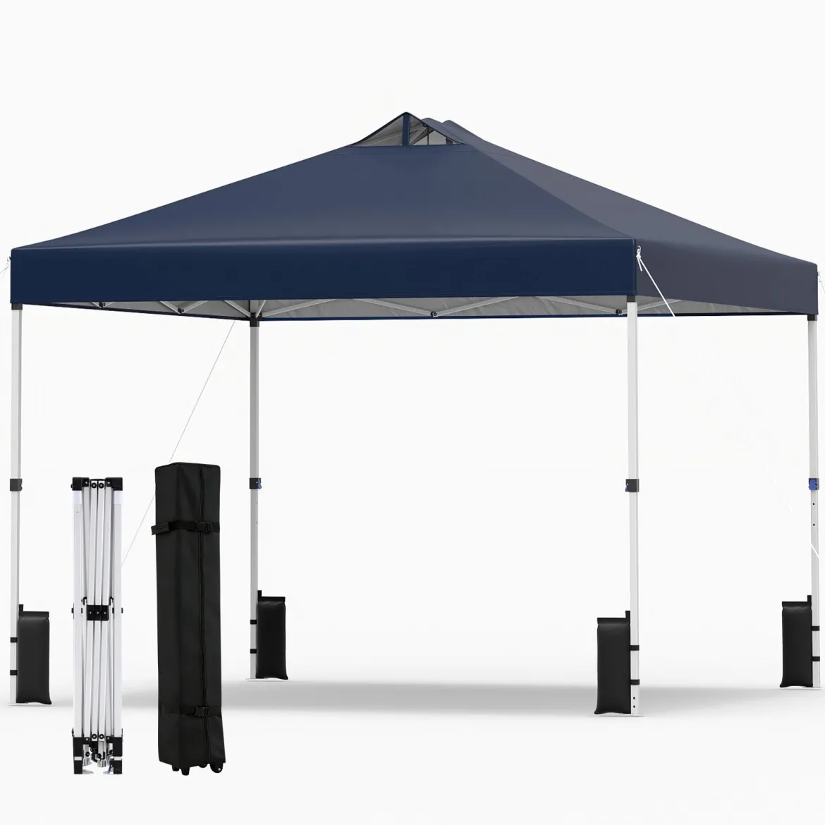 3 x 3 m Pop-Up Pavillon mit 4 Sandsäcken & Heringen & Seilen Faltpavillon Gartenpavillon Blau