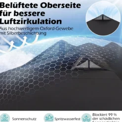 3 x 3 m Pop-Up Pavillon mit 4 Sandsäcken & Heringen & Seilen Faltpavillon Gartenpavillon Schwarz