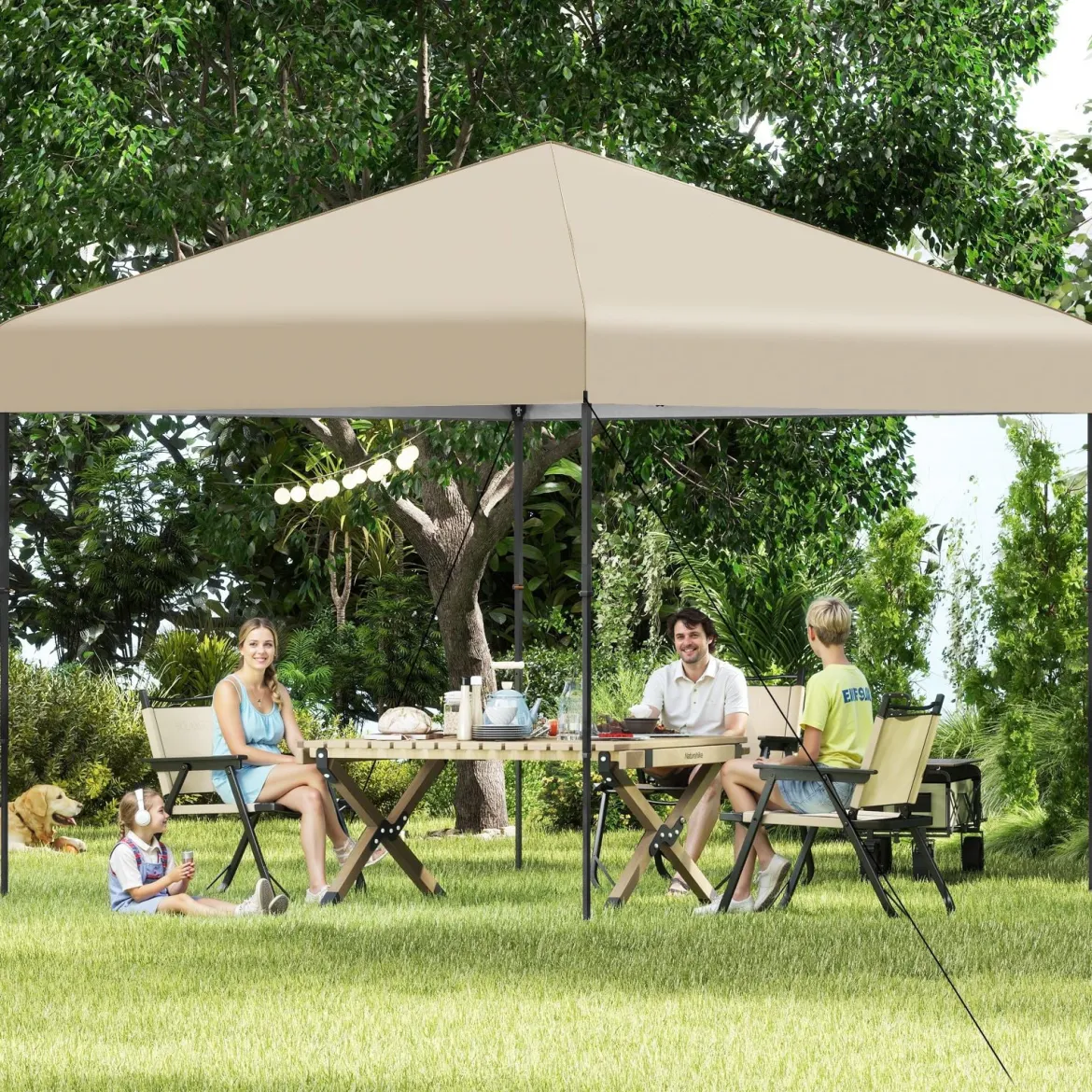 3x3 m Pop up Pavillon mit Tragetasche & UV50+ Höhenverstellbarer Faltpavillon Weiß