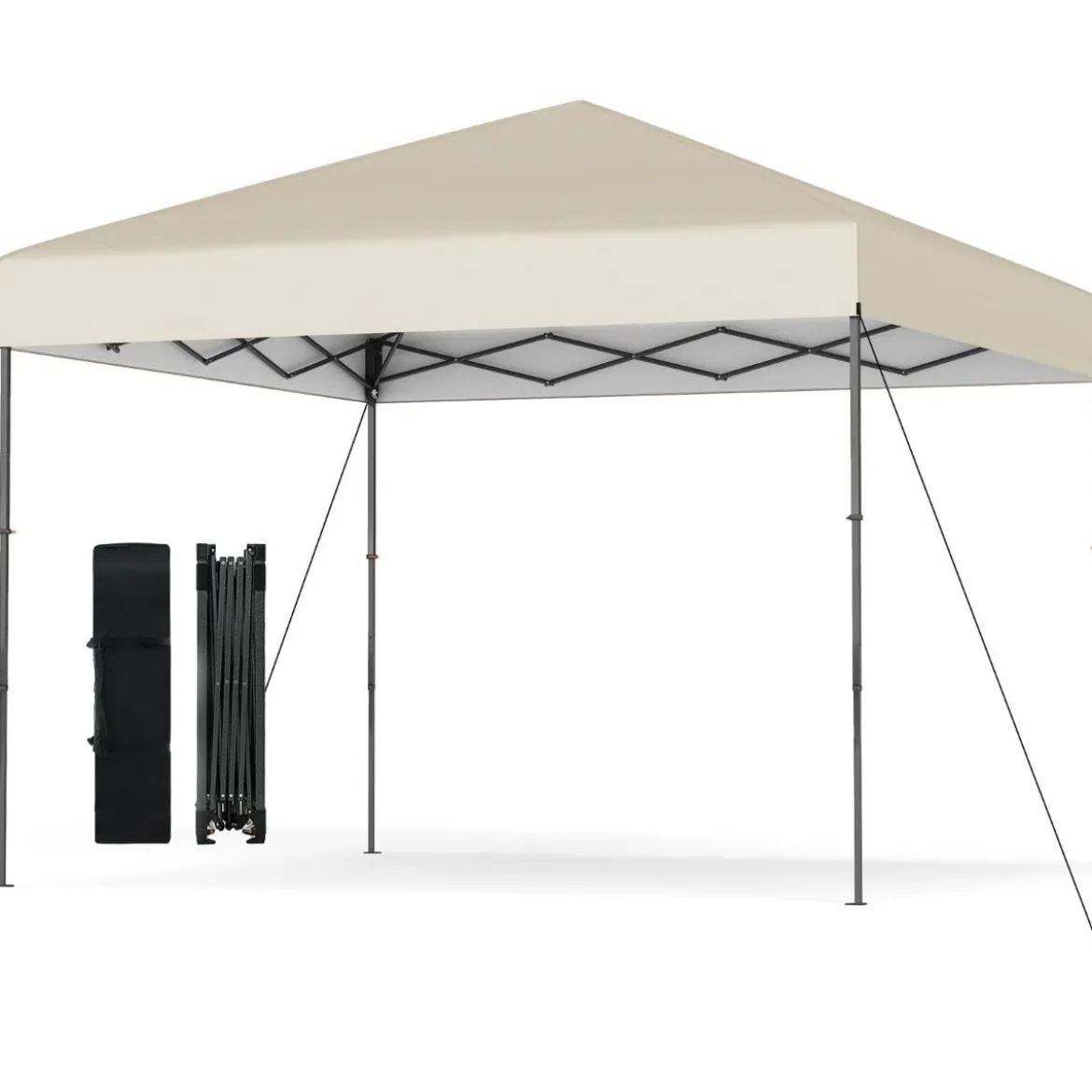 3x3 m Pop up Pavillon mit Tragetasche & UV50+ Höhenverstellbarer Faltpavillon Weiß