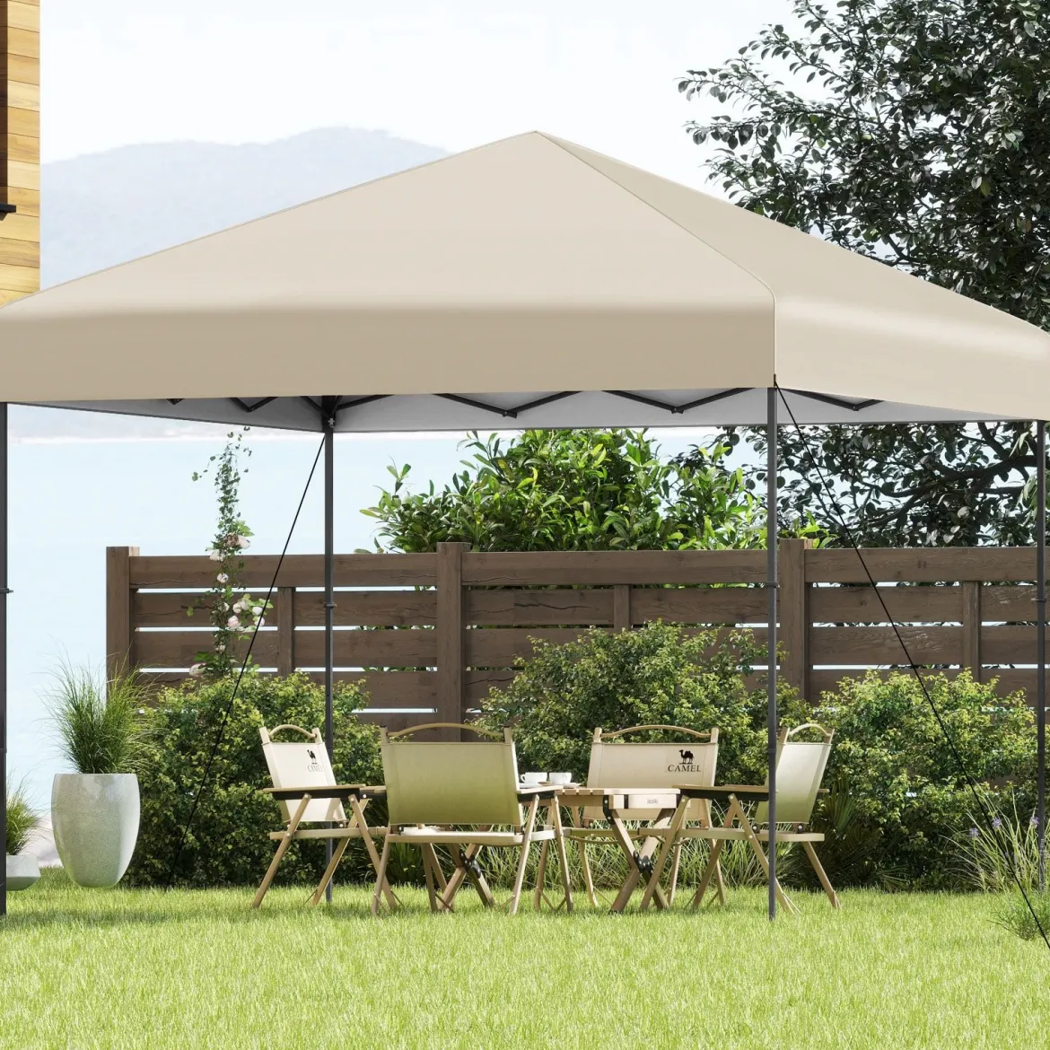 3x3 m Pop up Pavillon mit Tragetasche & UV50+ Höhenverstellbarer Faltpavillon Weiß