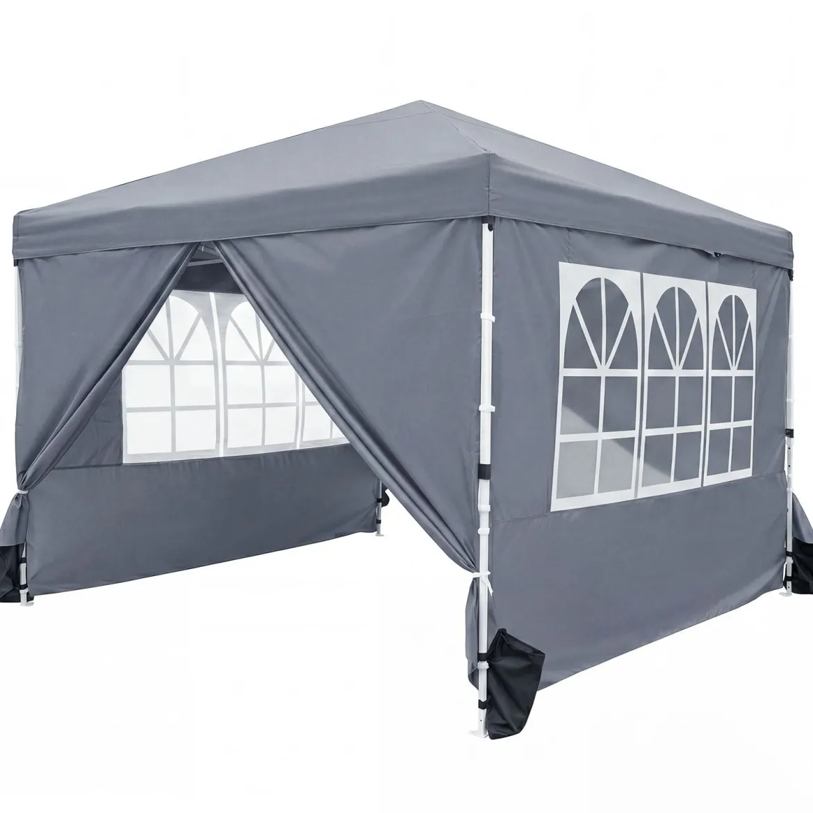 3x3m Pop up Pavillon Winterfester Gartenpavillon mit 4 Abnehmbaren Seitenwänden & Sandsäcke