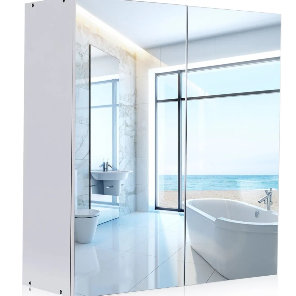 60 x 22 x 64 cm Badezimmerschrank Wandhängeschrank Spiegelschrank