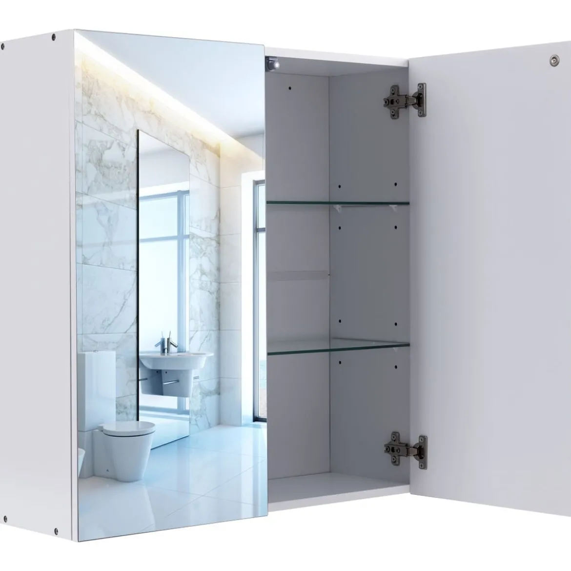 60 x 22 x 64 cm Badezimmerschrank Wandhängeschrank Spiegelschrank