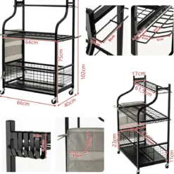66 x 40 x 102 cm großer Werkzeughalter auf Rädern Werkzeugwagen für die Garage Geräteständer