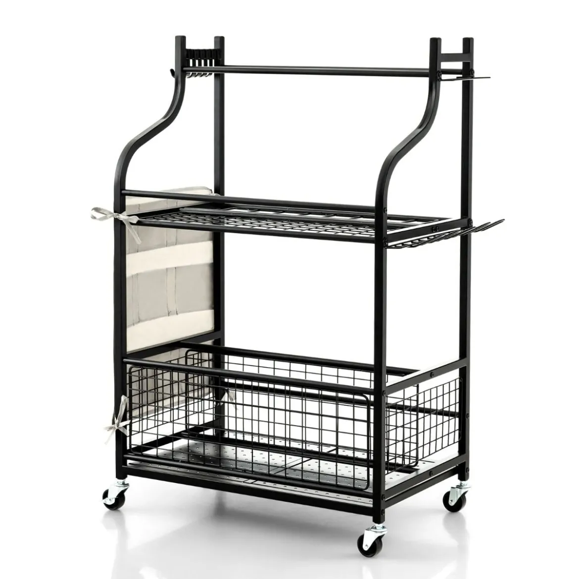 66 x 40 x 102 cm großer Werkzeughalter auf Rädern Werkzeugwagen für die Garage Geräteständer