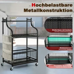 66 x 40 x 102 cm großer Werkzeughalter auf Rädern Werkzeugwagen für die Garage Geräteständer