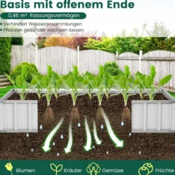 174 x 90 x 70 cm großes verzinktes Hochbeet mit Gewächshausabdeckung Grün und Silber