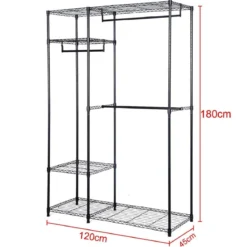 120 x 45 x 180 cm Metall Kleiderschrank Stoffschrank mit Kleiderstange
