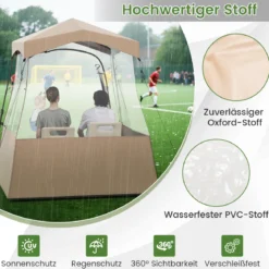 180 x 180 x 193 cm Sportzelt Transparentes Zelt mit klarer Sicht & Robustes Gestell & Tragetasche
