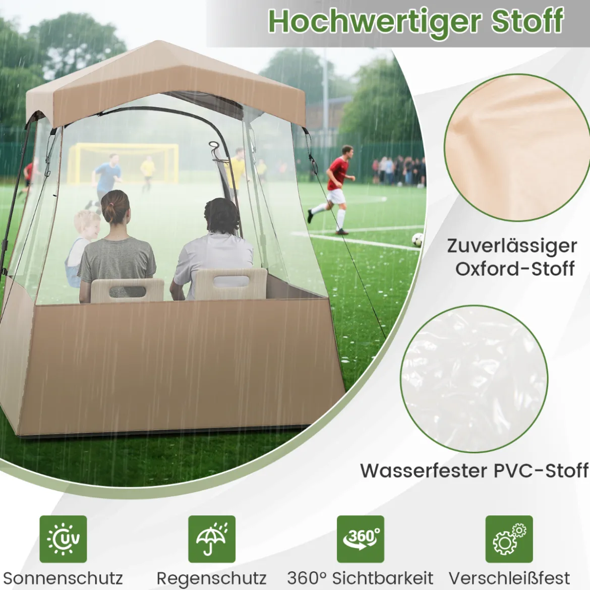 180 x 180 x 193 cm Sportzelt Transparentes Zelt mit klarer Sicht & Robustes Gestell & Tragetasche