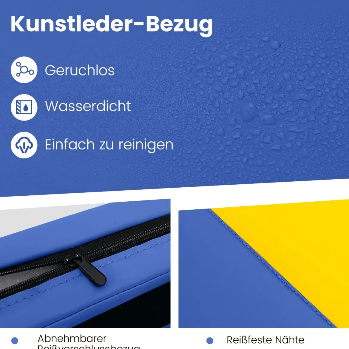 300 x 117 x 5 cm Weichbodenmatte aus Kunstleder mit Kletterverschluss & Tragegriffen