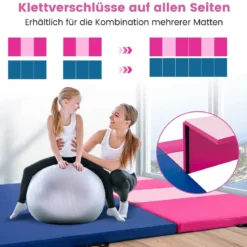 300 x 117 x 5 cm Weichbodenmatte aus Kunstleder mit Kletterverschluss & Tragegriffen